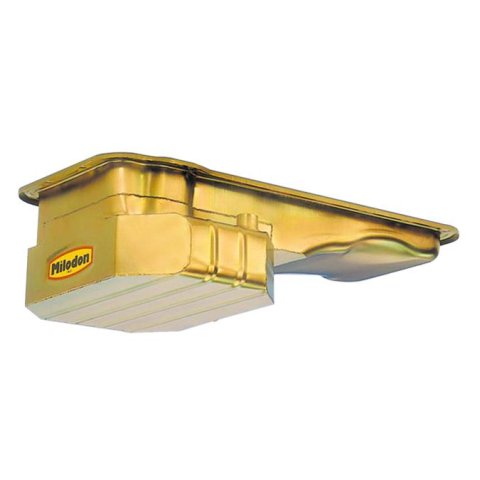 Milodon Pro Touring Oil Pans for 1958-1970 FAIRLANE, 1967-1970 MUSTANG - 31650 Pan, Touring, Steel, Gold Iridite, 7 qt., Ford, Big Block, FE, Fits Front Sump Chassis, Comp Baffling, Each