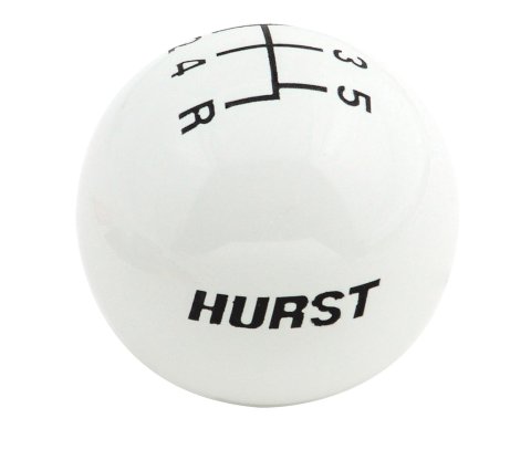 Hurst Classic Shift Knobs 1630025 Knob, Round, Plastic, White, 5-Speed Pattern, 3/8-16 in., Manual Transmission, Each