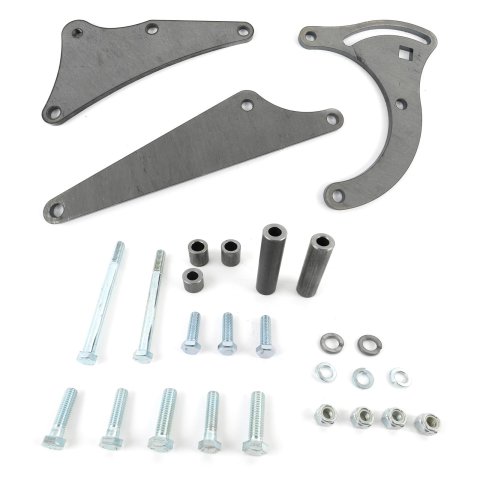 Vintage Air Side-Mount Compressor Brackets 151371-BCA Bracket, Steel, Natural, Sanden 508, Chevy, Passenger Side, Long Water Pump, Each