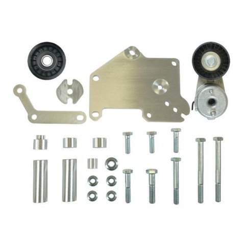 Vintage Air Compressor Brackets 141826 Conditioner Bracket, Passenger Side Upper Mount, Brushed Satin Aluminum, Tensioner, Idler, Hardware, Chevy, LS with Corvette Drive System, Kit
