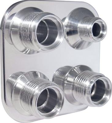 Vintage Air Streamline Bulkhead Plates 384800-MBA Firewall Bulkhead, Streamline, 4-Port, Square, #8, #10, Aluminum, Polished, Each