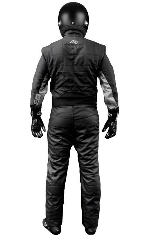 K1 RaceGear Outlaw Racing Suits 20-OTL-NG-ML Driving Suits, Suits, SFI 3.2A/5, One-piece, Multi-Layer, Nomex, Black/Gray, Men's Medium/Large, Each