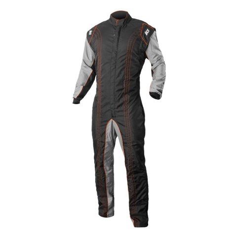 K1 RaceGear GK2 Karting Suits 10-GK2-O-3XL Driving Suit, Suit, One-piece, One Layer, Cotton/Polyester, Black/Gray with Orange Stripes, Men's 3X-Large, Each