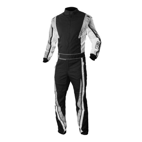 K1 RaceGear Victory Driving Suits 20-VIC-N-LXL Suits, Victory, One-piece, One Layer, Proban, Black/White/Gray, SFI 3.2A/1, Men's Large/X-Large, Each