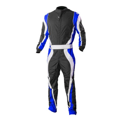 K1 RaceGear Speed 1 Driving Suits 10-SP1-B-4XS Suit, 1, One-piece, One Layer, Cotton/Polyester, Black/White/Blue, Men's 4X-Small, Each