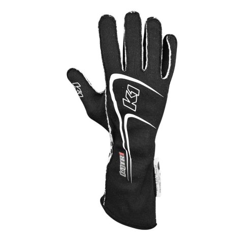 K1 RaceGear Track 1 Gloves 23-TR1-N-2XS Driving Gloves, Gloves, Two Layers, Nomex®, Black/White, SFI 3.3/5, Youth 2X-Small, Pair