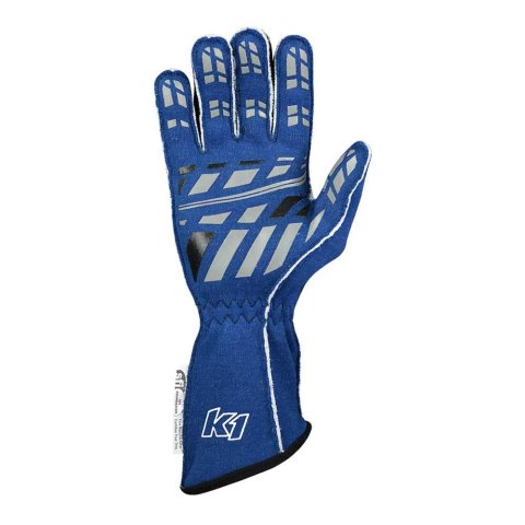 K1 RaceGear Track 1 Gloves 23-TR1-B-2XS Driving Gloves, Gloves, Two Layers, Nomex®, Blue/White, SFI 3.3/5, Youth 2X-Small, Pair