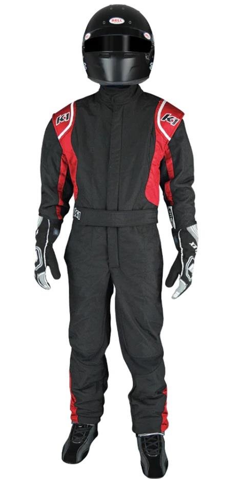 K1 RaceGear Precision II Driving Suits 20-PRY-NR-XS Suits, II, One-piece, Two Layers, Nomex, Black/Red, SFI 5.0, Youth X-Small, Each