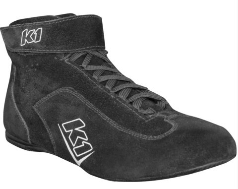 K1 RaceGear Challenger Auto Racing Shoes 24-CHL-N-8 Driving Shoes, Challenger, Mid-Top, Black, Nomex, SFI 3.3/5, Men's Size 8, Pair