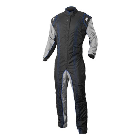 K1 RaceGear GK2 Karting Suits 10-GK2-B-3XS Driving Suit, Suit, One-piece, One Layer, Cotton/Polyester, Black/Gray with Blue Stripes, Men's 3X-Small, Each