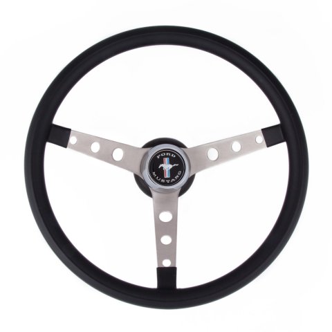 Grant Classic Nostalgia Steering Wheels 968 Wheel, Nostalgia, Mustang, Stainless Steel/Brushed, Foam/Black, 3-Spoke, 15 in. Dia., 3-Bolt