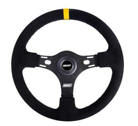 Grant Evolution GT Steering Wheels 1080 Wheel, GT, Aluminum/Black, Vinyl, Leather, Black, 3-Spoke, 13.75 in. Diameter, Each