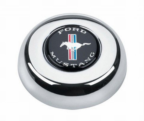 Grant Horn Buttons 5688 Button, Aluminum, Chrome, Ford Mustang Emblem, for Challenger, Classic Series, Each