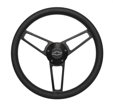 Grant Billet Steering Wheels 1906 Wheel, Series, Black Grip, Black Spokes, Bowtie Logo Horn Button, Each