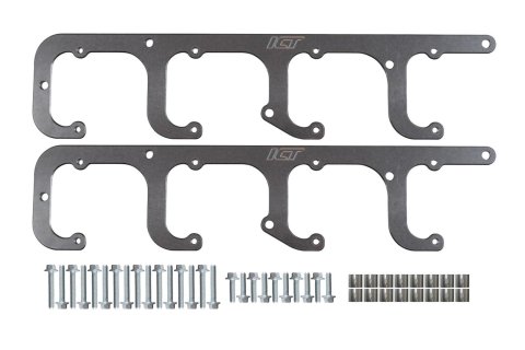 ICT Billet Ignition Coil Brackets 551654-510C Brackets, Pack Style, Square, Aluminum, Natural, Will Not Fit LSA or LS9 Valve Covers, Chevrolet, Small Block LS, Kit
