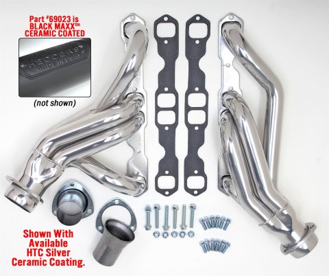 Hedman Street Headers 69023 Headers, Street, Mid-Length, Steel, Black Ceramic Coated, Chevy, Pair