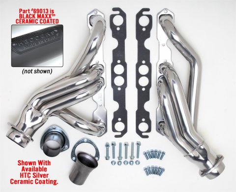 Hedman Street Headers 69013 Headers, Street, Mid-Length, Steel, Black Ceramic Coated, Chevy, Pair