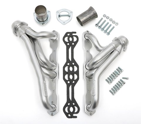 Hedman Elite Extreme-Duty Headers 69648 Headers, Extreme-Duty, Mid-Length, Steel, Silver Ceramic Coated, Jeep, Chevy Small Block, Pair