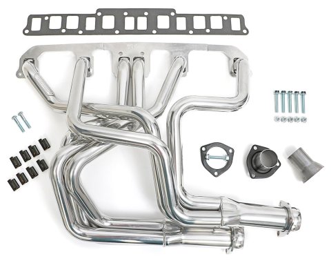 Hedman Street Headers 99606 Header, Street, Long Tube, Steel, Silver Ceramic Coated, Jeep, 232, 258, Each