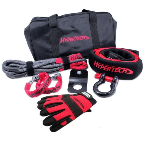 Hypertech Recovery Kits 3001011 Winch Kit, Includes Strap, Rope, "D" Shackle, Mini Straps, and Gloves, Nylon Carrying Bag, ATV/UTV, Kit