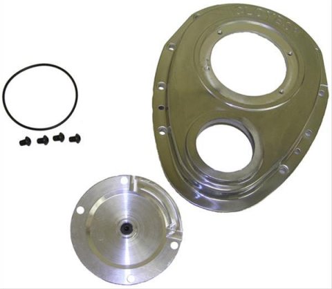 Cloyes Quick Button Two-Piece Timing Covers 9-221 Cover, 2-Piece, Adjustable Cam Button, Aluminum, Natural, Chevy, Non-Factory Roller Small Block, Each