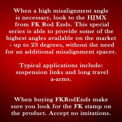 FK HRSMX-T/HIN-T Series Rod Ends HJMXL6T End, Series, 3/8 in.-24 LH, Male Threads, 3-piece, Steel, 0.375 in. Bore, Each