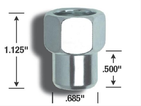 Gorilla Lug Nuts 73087SMB Nuts, 1/2 in.-20 RH, Shank, 0.69 Shank Diameter, 0.55 Shank Length, Open Ended, Chrome, Set of 4