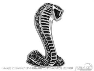 Drake Emblems F6ZZ-16228-A Emblem, Cobra Logo, Passenger Side Fender, Double-sided tape, Plastic, Chrome, Ford, Each