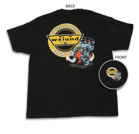 Weiand Equipment T-Shirts 10003-XLWND T-Shirt, Cotton, Speed and Racing Equipment, Black, Men's X-Large, Each