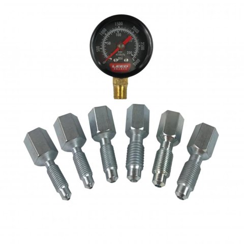 LEED Brakes Brake Pressure Gauge Kits BPG001 Gauge, 0-3000 psi, 1 5/8 in. Diameter, Analog, Full Sweep, Black Face, Kit