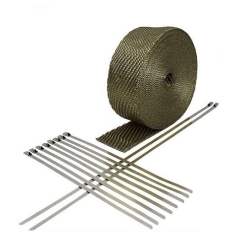 Heatshield Products Exhaust Wraps 312051 Wrap Kit, 1200 degrees F, Natural, Fiberglass Composite, 2.0 in. Width, 50 ft. Length, Stainless Steel Locking Ties, Kit