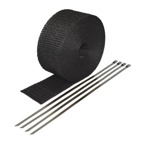 Heatshield Products Black Exhaust Wrap 322026 Kit, 1200 degrees F, Black, Fiberglass Composite, 2.0 in. Width, 25 ft. Length, Stainless Steel Locking Ties, Kit