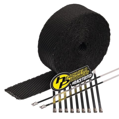 Heatshield Products Exhaust Wrap 372551 Kit, 1200 degrees F, Lava Rock, Black Basalt 2.0 in. Width, 50 ft. Length, Stainless Steel Locking Ties, Kit