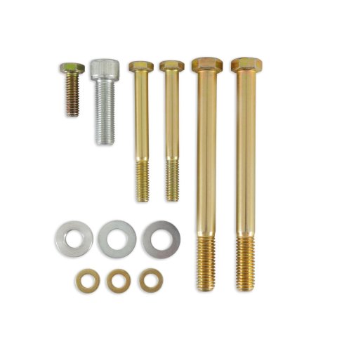 Detroit Speed Power Steering Pump Brackets 092104DS Brackets, Cylinder Head Mount, Billet Aluminum/Steel, Black/Natural, Ford, with A/C, Kit
