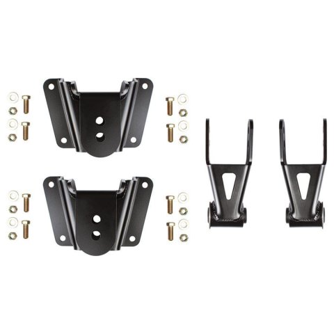 Detroit Speed 1973-87 GM C10 Kit 1 Rear Suspension Kits 041648DS Leaf Spring Drop Shackle and Hanger Kit, Steel, Black Powdercoated, Chevy, GMC,