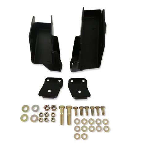 Detroit Speed Track Bar Relocation Brackets 040118DS Bracket, Adjustable, Bolt-On, Steel, Black Powdercoated, Chevrolet, GMC, Kit