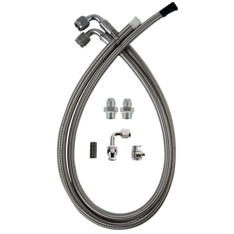 Detroit Speed Power Steering Hose Kits for 1979-1986 CAPRI, 1979-2004 MUSTANG - 091302DS Hoses, Braided Stainless Steel, Natural, Kit