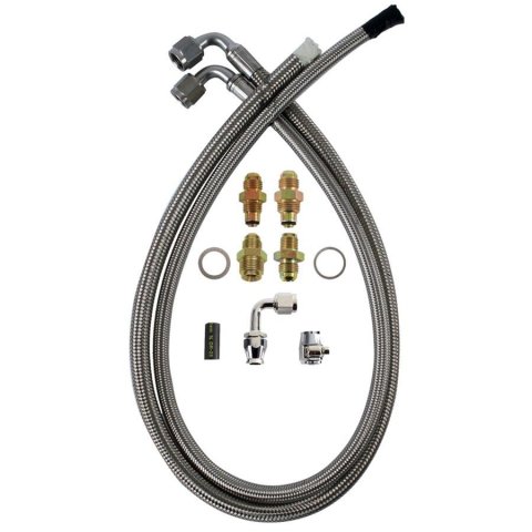 Detroit Speed Power Steering Hose Kits 091301DS Hoses, Braided Stainless Steel, Natural, Kit