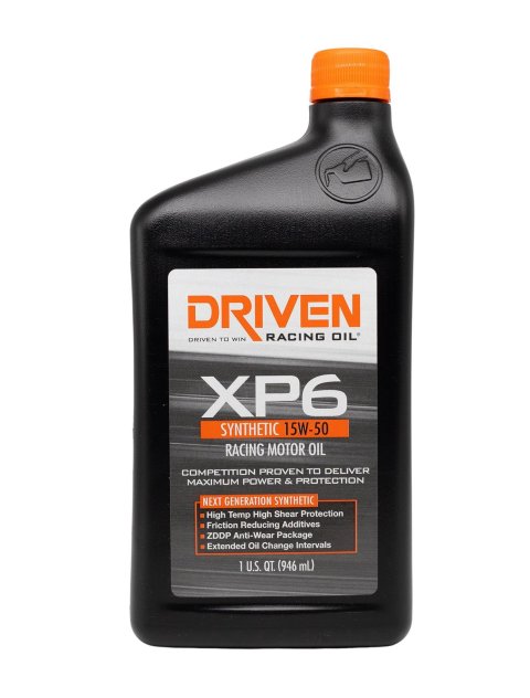 15w50 Driven Racing Oil XP6 Synthetic Motor 01006 Engine Oil, Racing, XP6, Synthetic, 15W50, 1 Quart, ZDDP Enhanced, for Looser Clearanced Engines/Aluminum Blocks, Each