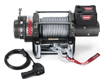 15,000 lbs. Warn M15000 Winch 47801 Winch, Electric, 12 V, lb., Roller Fairlead, 90 ft. Line Length, 12 ft. Wired Remote, Each