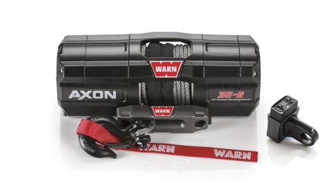 3,500 lbs. Warn Axon 35-S Powersport Winch 101130 Winch, 35-S, Electric, 12 V, lbs., Hawse Fairlead, 50 ft. Length Synthetic Rope, Handlebar Switch Remote, Each