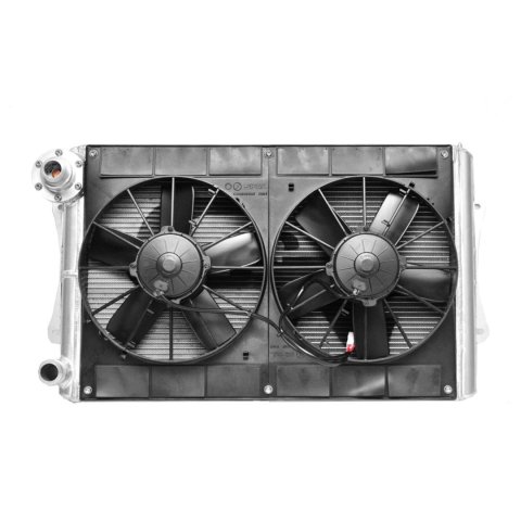 PWR North America OE Fit Radiator Modules for 1964-1966 MUSTANG - 15-10500 Radiator, Fit, Cross Flow, Aluminum, Natural, Dual Spal Fans, 11 in. Diameter, Small Block, Ford, Kit