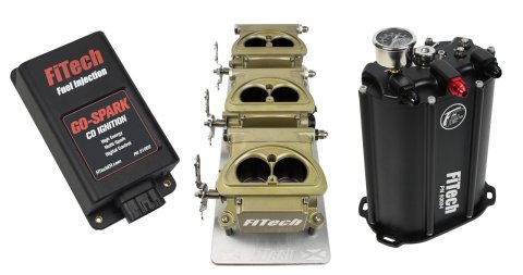 FiTech Go EFI 3x2 Tri-Power 600 HP Force Fuel/Go-Spark Fuel Injection Master Kits 93510 System, Tri Power EFI, Classic Gold, External ECU, Delivery System, CDI Box, Kit
