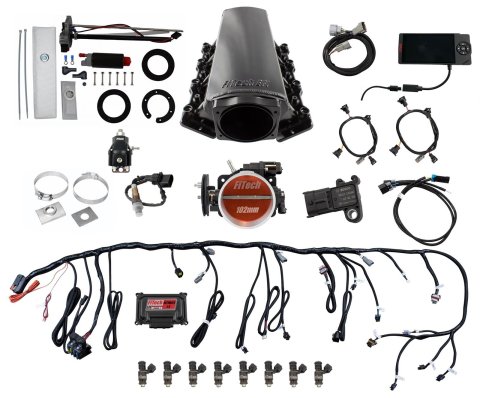 FiTech Ultimate LS EFI 750 HP Fuel Injection Systems with Go In-Tank Module 76209 System, HP, Multiport, Tall Intake for Truck Accessories Cathedral Port, Fuel, Transmission Controller, Kit