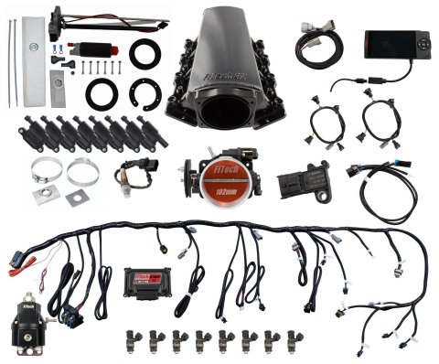 FiTech Ultimate LS EFI 750 HP Fuel Injection Systems 78604 Injection, LS, Master Kit 70004 w/ 50015 In-Tank Module, 54001 regulator, w/ coil pack set
