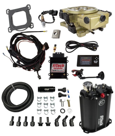 FiTech Go EFI Classic 650 HP Fuel Injection Systems with Force 35220 System, Self Tuning, Throttle Body, Gold, System, Kit