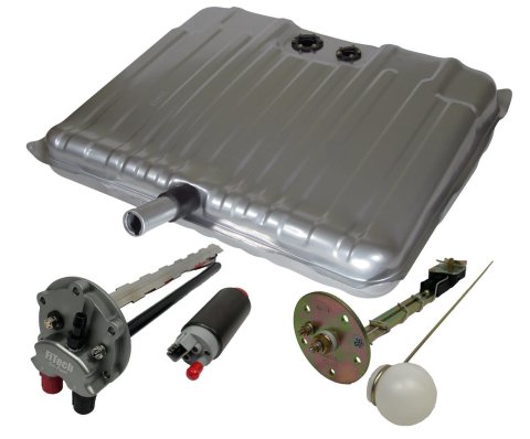 FiTech Go EFI Fuel Tank Kits for 1965-1966 BEL AIR, BISCAYNE, IMPALA - 58035 Tank, 24 Gallon, Steel, Silver Powdercoated, Chevrolet, Kit