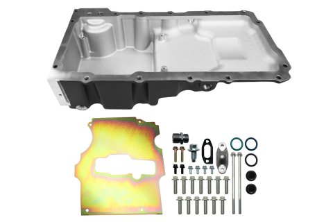 FiTech Plus LS Swap Oil Pans 130203 Pan, Engine Swap, Ultra Low Profile, Cast Aluminum, Black, 6.10 Quart Capacity, 4.00 in. Stroke Clearance, Chevy, LS, V8, Each