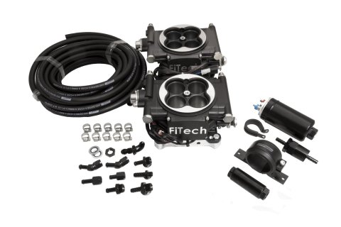 FiTech Go EFI 2x4 625 HP System Fuel Injection Master Kits 31062 System, Dual-Quad Self-Tuning, Throttle Body, Black Powdercoated, Injectors, ECM, Kit
