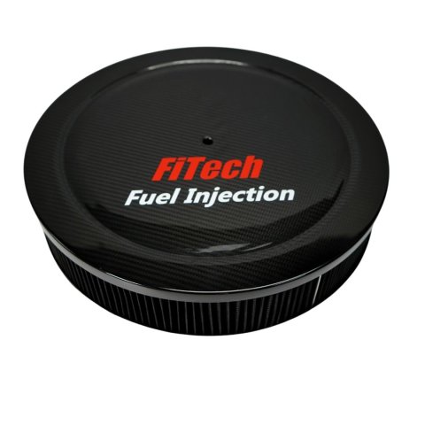 FiTech Air Cleaners 42301 Cleaner, Round, 1.50 in. Dropped Base, 14.00 Diameter, Carbon Fiber Cleaner Top, 3.00 in Element, Each